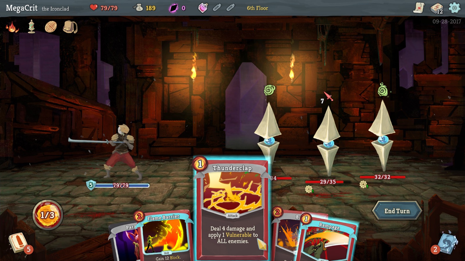 Slay the Spireのゲーム画面